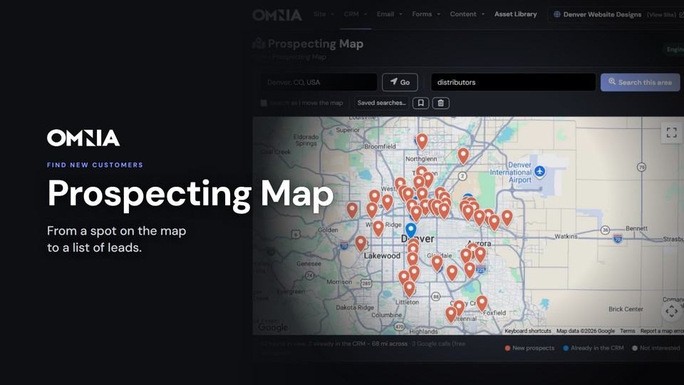 Omnia Prospecting Map: businesses found on a city map